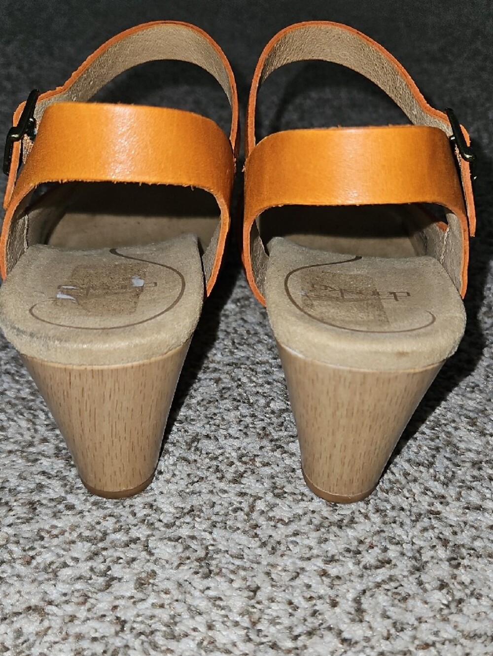 Dansko Orange Leather Ankle-Strap Wedge Sandals - Picture 7 of 9